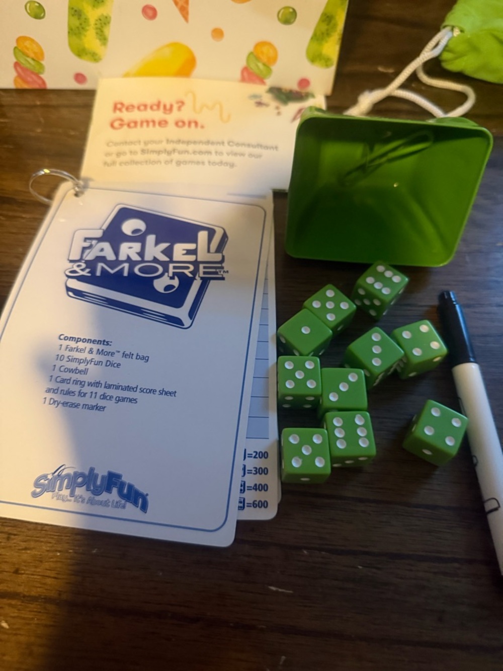 Farkel & More Dice Game Set with Green Dice